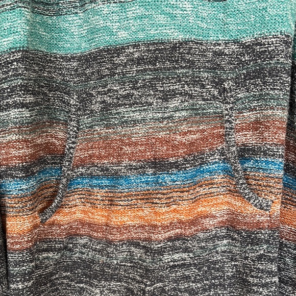 Naturals Striped Multicolor Knit Hoodie Sweater Beachy Oversized Lightweight 2X - Picture 4 of 9